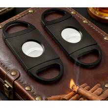 10 piezas Cortador de puros minimalista de acero inoxidable de doble cara, accesorio perfecto para cortar puros - negro - Ver 3