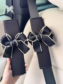 2个可爱蝴蝶结汽车安全带套，柔软加厚肩部安全带保护套 - 透氣蝴蝶結 - 查看 7