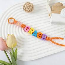 A Handcrafted, Personalized Flower Keychain With Customizable Colored Acrylic Letter Beads. A Perfect Mother's Day Gift Or Back-To-School Gift. - Letter Keychain - View 35