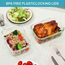 2pcs/4pcs Glass Storage Containers With Lids, Meal Prep Food Container Set, Quick-Lock Seal Lids, Suitable For Baking, Microwave, Oven, Leak-Proof, Fridge And Dishwasher - View 8