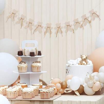 1个纸熊派对花环，生日派对装饰，熊形横幅，适用于性别揭晓派对、婚礼、周年纪念、室内/室外装饰、毕业典礼