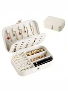 1 Stück große Kapazität tragbare Reise Schmuckbox, Modische multifunktionale Aufbewahrungsbox für Frauen, PU-Leder wasserdichte Schmuckaufbewahrung, kann Schmuck, Ringe, Halsketten, Ohrringe, Armbänder, Lippenstifte, Uhren aufbewahren, Paar Geschenke, Reiseaccessoires, Raumdekoration, Studentenwohnheim Zubehör, geeignet als Geschenk für Familie und Freunde, Geburtstag, Feiertage - Verschiedenfarbig - Übersicht 14