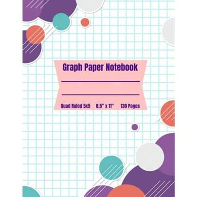 Graph Paper Notebook Quad Ruled 5 x 5 - 8.5 x 11: Math and Science Composition Notebook for Students Graph paper notebooks - Purple and Red Circular Atom Designs (Graph Paper Notebook: 8.5 x 11)