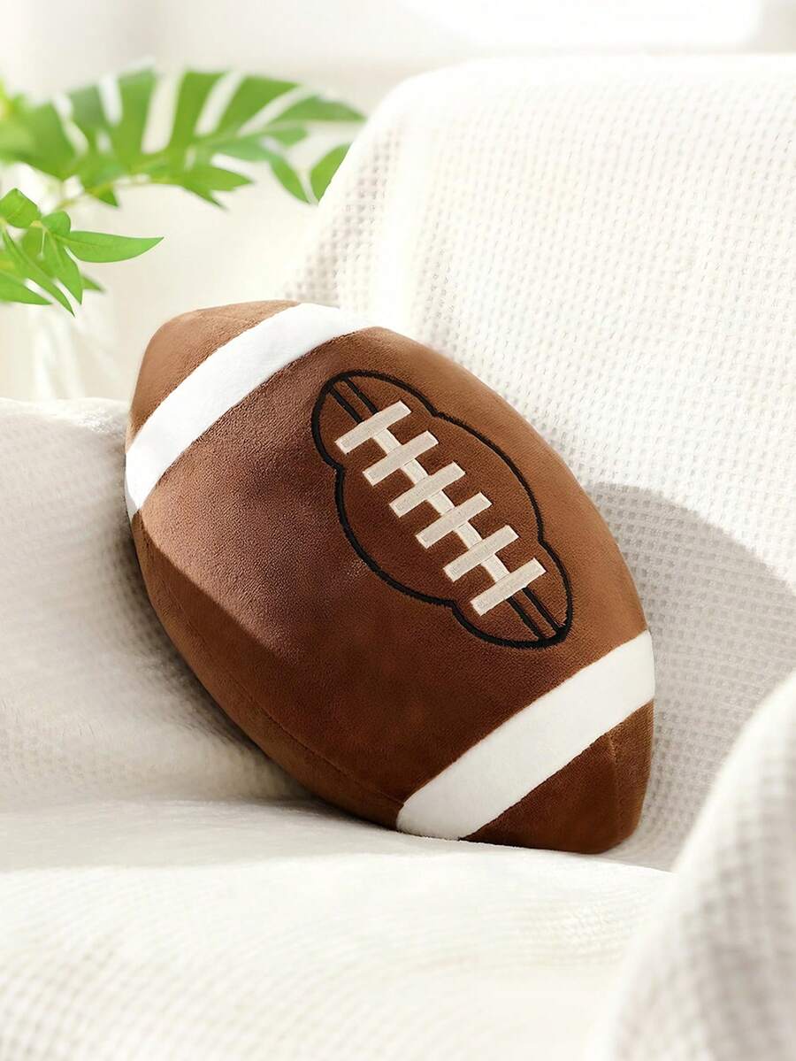 1個美式足球抱枕 沙發靠墊 足球籃球圓形軟枕 臥室裝飾 房間裝飾 派對禮物 戶外花園坐墊 夏日氛圍 感恩節萬聖節禮物