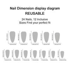 极简可爱蓝色3D法式简约甜美24片中长杏仁形人造指甲贴片美甲套装，适合上班族、日常佩戴、约会、下午茶、外出等场合。 - 彩色 - 查看 2
