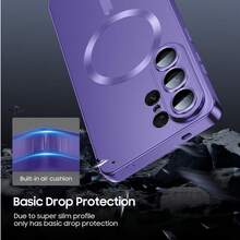 适用于三星 Galaxy S26 S26Plus S26Utra S25 S25Utra S25Plus S25FE A17 A37 A57 的超薄柔软 TPU 镜头保护壳，防震磁吸设计 - 紫色 - 查看 7