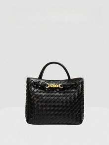 Ladies Fashion Weaving Pattern Handheld Bucket Bag, Brand Bag Elegant Ladies Handbag, Elegant Gift Bag, Luxury Ladies Handbag, Chic Ladies Crossbody Bag, Ladies Shoulder Bag, Suitable For Girls, College Students, Office Ladies, Middle-Aged Mothers For Daily Commuting, Shopping, Shopping, Office, Class, Party, Dating, Dinner Bag For Outdoor Play - Multicolor - View 8