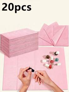 50/25/20/5pcs Set Disposable Pink Manicure Desk Mats: 3-Layer Waterproof, Foldable, Easy To Clean Desk Covers. This Comprehensive Set Includes Professional Desk Mats Suitable For Various Applications Such As Tattooing, Eyelash Extension, And More. - Multicolor - View 9