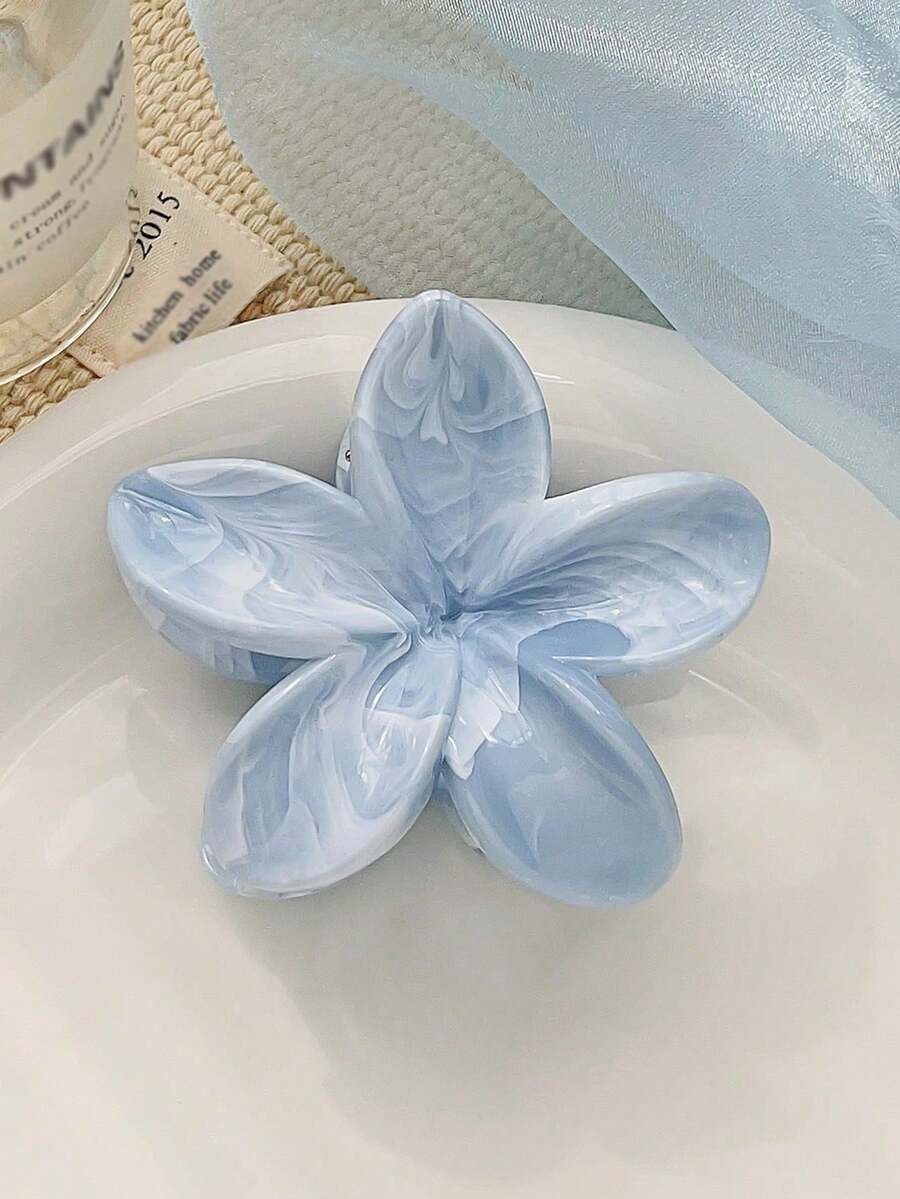 Kẹp tóc hoa màu xanh dương cho bé gái, thích hợp cho kỳ nghỉ biển, sử dụng hàng ngày, phụ kiện tóc, đồ dùng học tập, họa tiết hoa mùa thu/đông/xuân/hè. - Nhiều màu - Xem 1