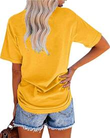 1pcsMaQiYa Womens Cute Sunflower Graphic Printed Tee Shirts Vintage Short Sleeve Cotton Shirts TopsSoft Easter Outfit Women Easter Outfit Women.Yellow Sunflower Print Women's Vintage Short Sleeve Cotton Top - 黃色 - 查看 2