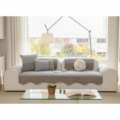 1 chiếc vỏ gối sofa ren hoa tươi kiểu Châu Âu, vỏ bọc sofa sang trọng tối giản, chống trượt, chống bụi, chống trầy xước, trang trí cho phòng ngủ, phòng khách, văn phòng, phòng học, phù hợp với sofa 1-4 chỗ, sofa hình chữ L, phong cách Bohemian.