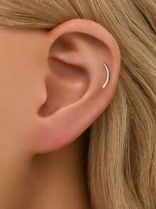 1 chiếc khuyên môi nhỏ màu vàng, ren trong | Khuyên tai sụn phẳng bằng bạc 925 không gây dị ứng | Khuyên tai dái tai phẳng | Khuyên môi dạng labret | Phù hợp cho cả nam và nữ (Bán lẻ từng chiếc) - Bông tai dạng tuyến tính - Xem 5