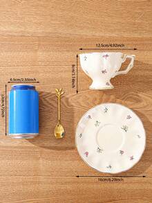Bộ 3 món (1 tách, 1 đĩa lót, 1 thìa) tách và đĩa cà phê bằng gốm sứ, thích hợp cho nhà bếp, nhà hàng, phòng khách, làm quà tặng, dùng để uống nước, trà, cà phê, sữa, nước ép, đám cưới, tiệc tùng. - Nhiều màu - Xem 6