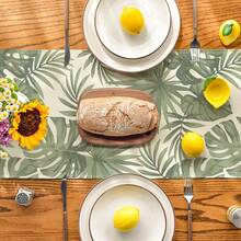 Summer Tropical Palm Leaves Table Runner Holiday Party Decor Reusable Farmhouse Kitchen Dining Table Runner Wedding Decorations - Multicolor - View 4