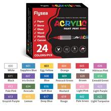 FLYSEA 【Vibrant Acrylic Marker Set】54色系列，12/18/24件裝鮮豔丙烯麥克筆組－中尖筆頭（2-3mm）－適用於石頭彩繪、黑紙、滑板裝飾、木材、塑膠、畫布、聖誕賀卡 - 多色 - 查看 3