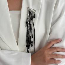 Fashionable Exaggerated Beaded Tassel Chain Brooch, Anti-Slip Suit Lapel Pin Decoration - Beaded Brooch - View 2