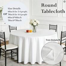 Solid Color Round Tablecloth-60 Inch Dia Or 70 Inch Dia  - Heavy Duty Washable Fabric - For Buffet Table, Holiday Party, Dinner, Wedding & Baby Shower - 象牙 - 查看 4