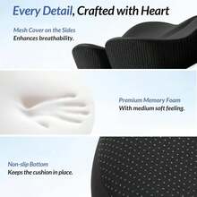 ZIKEE Car Seat Cushion For Driving With Cooling Gel, Ergonomic Memory Foam Seat Cushion For Car Provides Sciatica, Back, Tailbone Pain Relief And Intimate Ventilation, Anti-Slip &Amp; Breathable Cover - ColorA - 查看 8