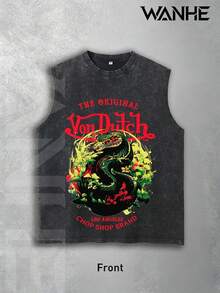 Men's Vest & Shorts 2-Piece Set, Unisex Casual Matching Outfits For Couples, Summer Streetwear, Music Festival Essentials, Perfect For St. Patrick's Day, Easter, Independence Day, Football Match, Ideal Gift-Von Dutch Dragon Print Sleeveless Tank Top And Shorts Set Vintage Streetwear Look For Men Casual Outfit With Bold Graphic Design Comfortable Fit For Daily Wear And Urban Style - 黑色 - 查看 2