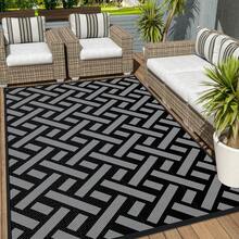 Sour Lemon Large Outdoor Rug Waterproof, Anti-Slip Plastic Straw Garden Rug, Outdoor Mat Carpet, UV Resistant For Camping, Deck, Beach, Picnic, Backyard, Poolside, 180X270cm - Rattan Weaving - 查看 2