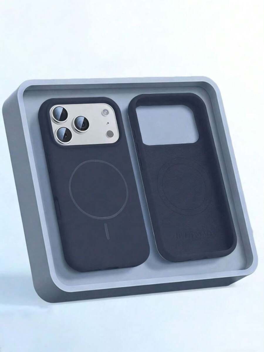 Luxury Magnetic Soft Silicone Phone Case, Compatible With IPhone 17Pro Max, 17, 16, 15, 14, 13, 12, 11 Pro Max Plus, Supports Magnetic Wireless Charging, Shockproof Protection - Dark Blue - View 1