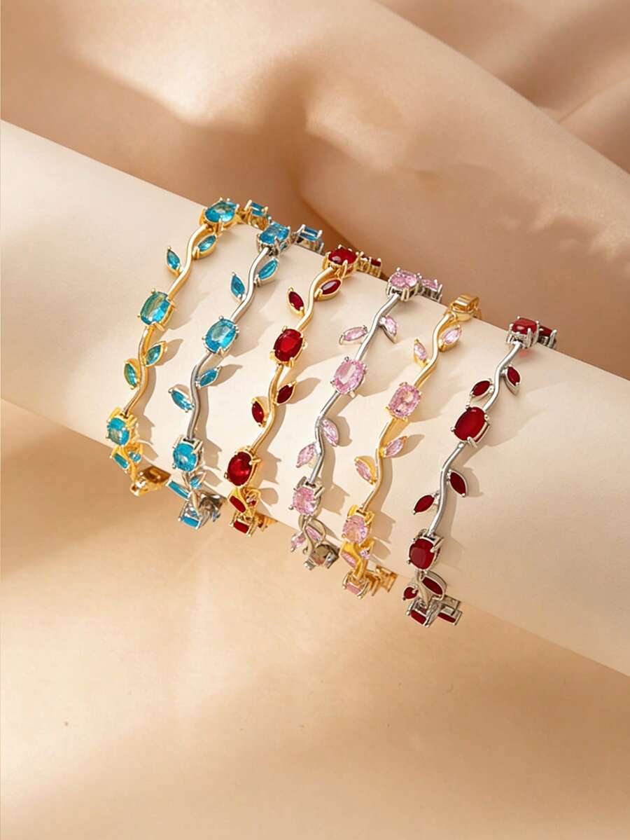 1条锆石花朵吊坠手链，可爱时尚，适合女性日常佩戴和派对场合。 - 花朵 - 查看 1