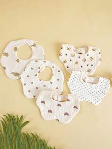 6-Layer Muslin Flower Bib, Baby Burp Cloth, Newborn Drool Bib, Anti-Spit Up Bib - Multicolor - View 2