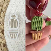 2pcs/Set DIY Cactus Outline Shape Soft Clay Mold, Earrings & Jewelry Craft Cutting Tool - White - View 6