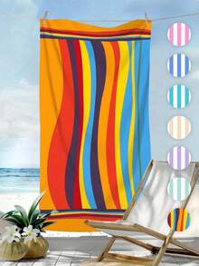 1pc Simple Striped Beach Towel, Extra Large Microfiber Quick Dry Water Absorbent Beach Towel, Anti-Sand Beach Blanket, Suitable For Travel, Swimming Pool, Yoga, Gym, Beach, Holiday Essentials (Single-Sided Printed), Beach Accessories, Pool Float - Large Beach Towels, Microfiber Beach Towel, Round Beach Towel, Striped Beach Towel, Good For The Beach, Dries Fast, Soft Beach Towel, Summer Essential, Cute Beach Towel, Cruise Essentials, Pool Essentials, Vacation Essentials, Camping Essentials, Beach Essentials, Beach Accessories For Women, Beach Towels Oversized - Color - 查看 1
