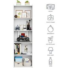 5-Tier Open Shelf Bookcase And Bookshelf, Freestanding Display Storage Shelves Narrow Cube Storage Organizer For Small Spaces Kids Bedroom Living Room Home Office Apartment, 52 Inch, White - Trắng - Xem 6