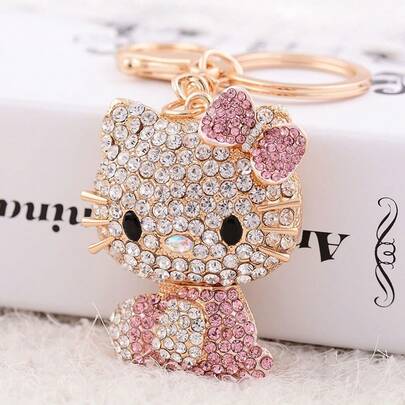  [Licensed]Sanrio Diamond-Encrusted Hello Kitty Keychain Backpack Decoration Car Beautiful Creative Pendant Lover's Gift Birthday Gift