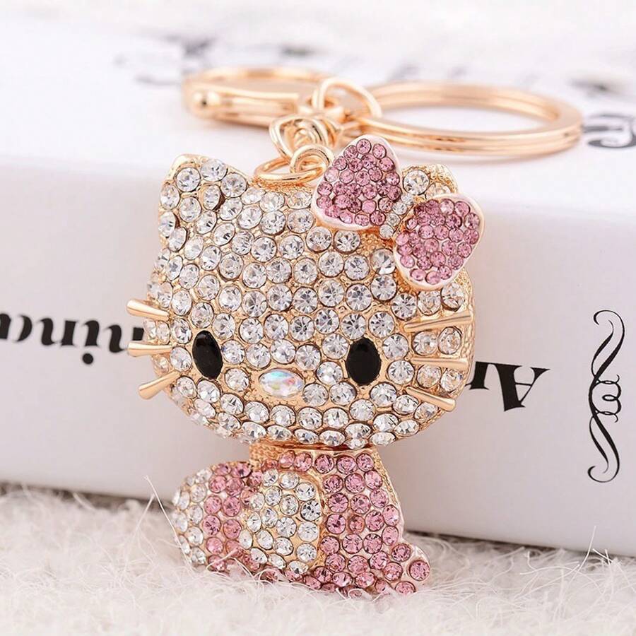 [Licensed]Sanrio Diamond-Encrusted Hello Kitty Keychain Backpack Decoration Car Beautiful Creative Pendant Lover's Gift Birthday Gift - A - 查看 1