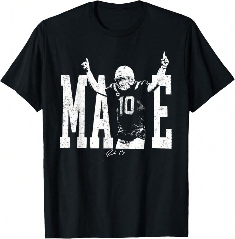Drake Maye-Inspired #10 Design - New England Tribute Unisex T-Shirt - màu đen - Xem 1