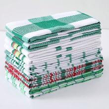 10 Pack 100% Cotton Kitchen Towels - Flat Weave, Absorbent & Durable Dish Towels For Cooking, Cleaning & Drying - Perfect For Christmas & Holiday Kitchens - 紅色的 - 查看 6