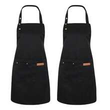 1Pcs Kitchen Chef Bib Aprons With Adjustable Straps And Pockets Resistant Cooking Apron For Women Men Chefs Waiters - 1 - 查看 7