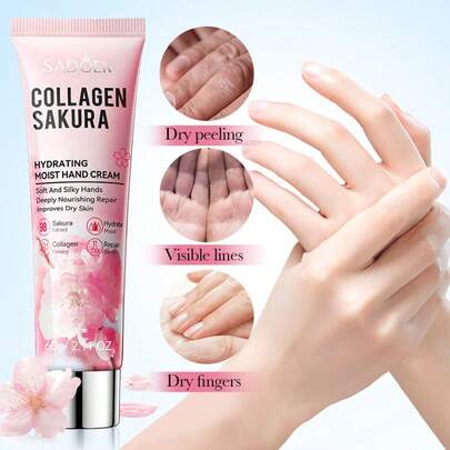  SADOER 樱花胶原蛋白护手霜 滋润滋养亮肤保湿护手霜 手部护肤产品