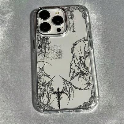 Phone Case: Fashion Art Y2K Retro Gothic Phone Case, Suitable For IPhone 17/16e/16/15/14/13/12/11 Pro Max/Air/X/XR/XSMAX/8/7 Plus, Metal Silver Lens Frame, Transparent Soft Back Cover