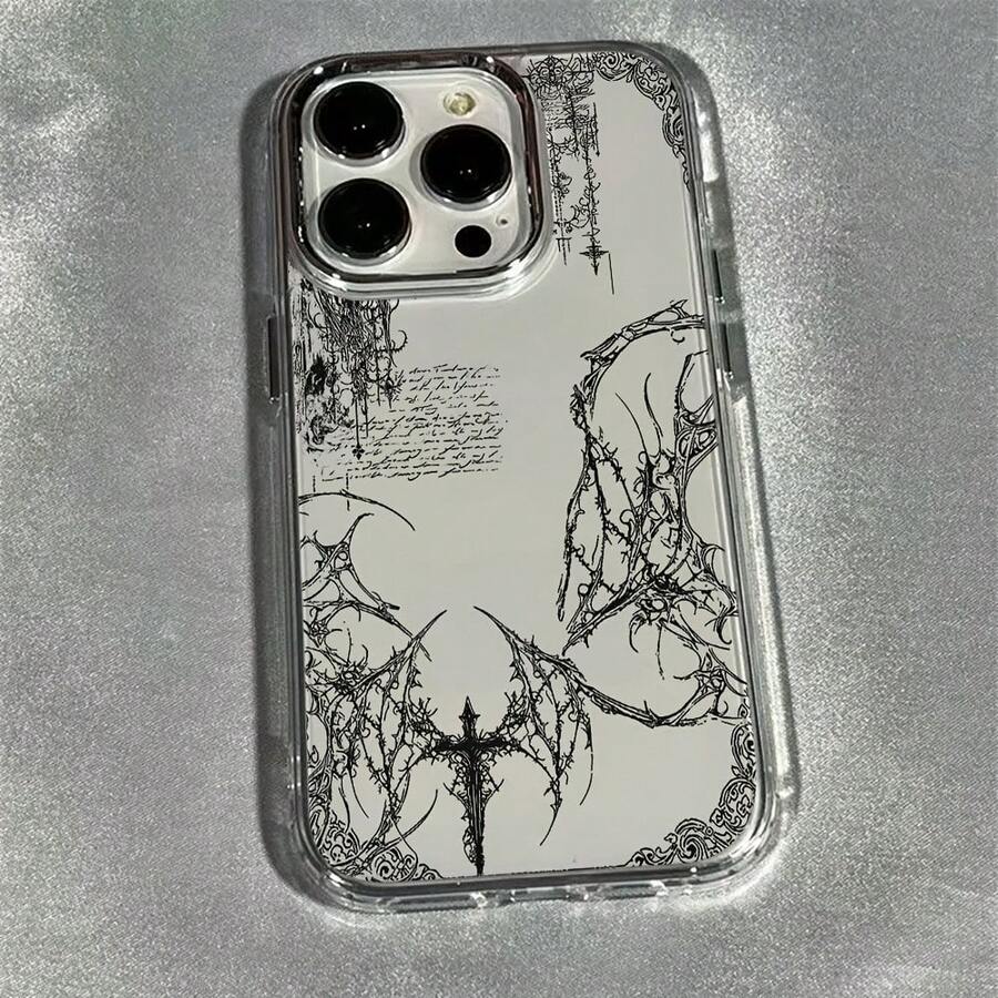 Phone Case: Fashion Art Y2K Retro Gothic Phone Case, Suitable For IPhone 17/16e/16/15/14/13/12/11 Pro Max/Air/X/XR/XSMAX/8/7 Plus, Metal Silver Lens Frame, Transparent Soft Back Cover - 無色 - 查看 1
