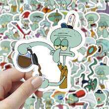 SpongeBob SquarePants 60pcs SquarePants Style Sticker Roll - Random Designs, Featuring Characters Like SquarePants, Squidward, Sandy, Plankton, Mr. Krabs, In Soft Colors, Suitable For Crafts, Gift Wrapping, Phone & Cup Decoration, Birthday Themes And DIY Projects, Cute Cartoon DIY Decorative Stickers For Phone Cases, Laptops, Notebooks, Guitars, Cups, Stationery, Waterproof Stickers - Random - View 5