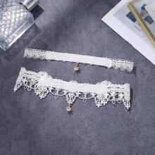 [Free Shipping]Garter Lace Thigh Garters For Bride Rhinestone Bridal Garter For Women(2 Pcs) - White - View 3