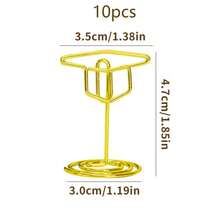 10pcs/5pcs/1pc Graduation Cap Table Number Place Holder, Graduation Cap Display Clip, Multifunctional Gold Graduation Cap Business Card Holder And Memo Clip, Suitable For Graduation Party, Wedding, Birthday Party - Multifunctional Photo/Image/Business Card Desktop Display Stand With Stable Base, Elegant Cap-Shaped Central Decor For Desktop - View 8