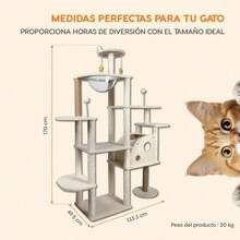 Casa Mueble Rascador para Gatos Torre Multinivel 170 Cm Árbol Color Beige - Beis - Ver 3