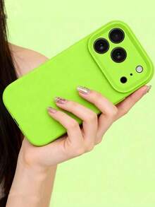 Full Camera Coverage 17 Pro Max Phone Case, Liquid Silicone Soft Touch Shockproof Protective Cover For Apple 17 Air, 16 Pro, 13, 14, 15 - Fluorescent Green - View 2