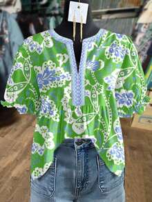 Vintage Bell Sleeve Blouse - Short Puff Shirt Top, Retro Casual Summer Dress To Face Blouse For Spring/Summer Outfits, Regular Fit Non-Stretch Elegant Smock (Matching For Any Of The Above Are All Acceptable) - [Nhiều màu] - Xem 1