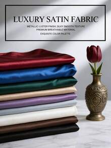 1块缎面布料，光滑柔软，适用于婚礼DIY、窗帘、桌布、衬里、旗袍、礼品包装、服装面料等。 - 白色 - 查看 4