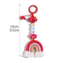 1 móc khóa cầu vồng phong cách Bohemian: Phụ kiện túi xách làm từ dây cotton đan thủ công với tua rua và mặt dây chuyền chữ cái đính hạt. - Móc khóa cầu vồng - Xem 17