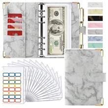 1pc Aesthetic Marble A6 Budget Binder Set, Luxury PU Leather Money Organizer With Zipper Cash Envelopes, Minimalist Savings Challenge Planner For Women & Students, Professional Office & School Supplies - Multicolor - View 8
