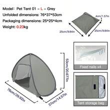 Foldable Pet Tent, Suitable For Both Cats And Dogs, With Breathable Mesh Mosquito-Proof Design, Indoor/Outdoor Pet Kennel, Suitable For Home, Camping, Grass, And Beach, Blue/ Grey/ Pink, Multiple Sizes To Choose From. - Multicolor - View 9