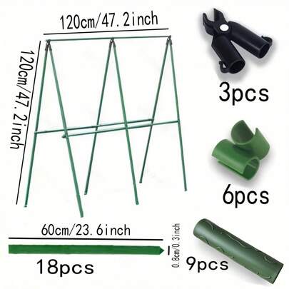 18 pezzi Supporti in metallo per piante rampicanti da giardino, aste di sostegno per pomodori, uva, cetrioli e passiflore, essenziali per serre e giardinaggio all'aperto