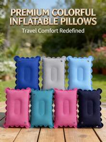 1pc Inflatable Travel Pillow With Neck Support, Portable Neck Pillow + Nap Pillow, Airplane Pillow, Compact & Lightweight, Foldable & Easy To Store, Suitable For Travel - Multicolor - View 5